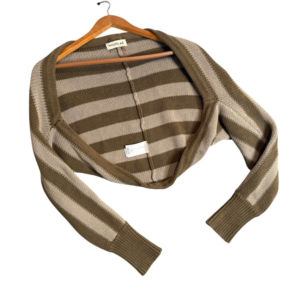 Nicholas Striped Shrug Sweater Womens M Layering Chunky Knit Bolero Cropped